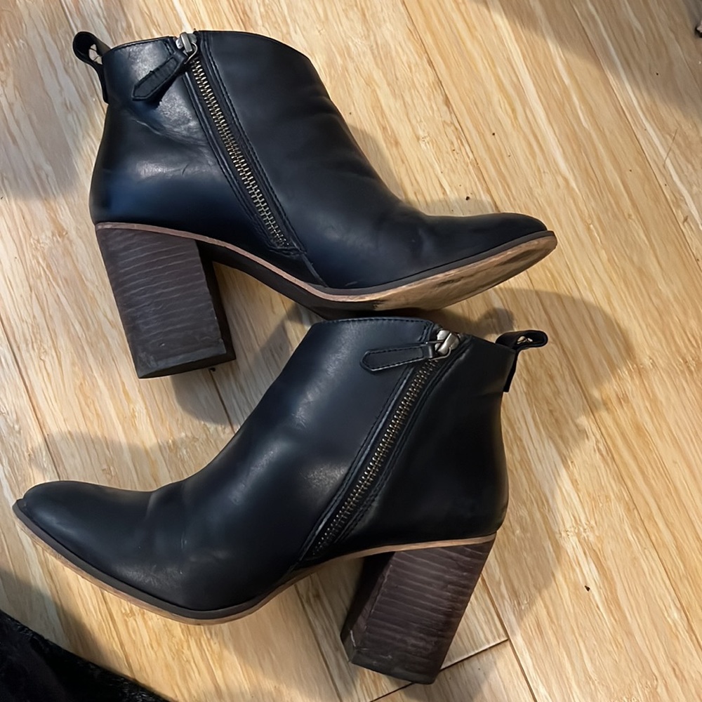 BP black bootie with wood heel size 7.5